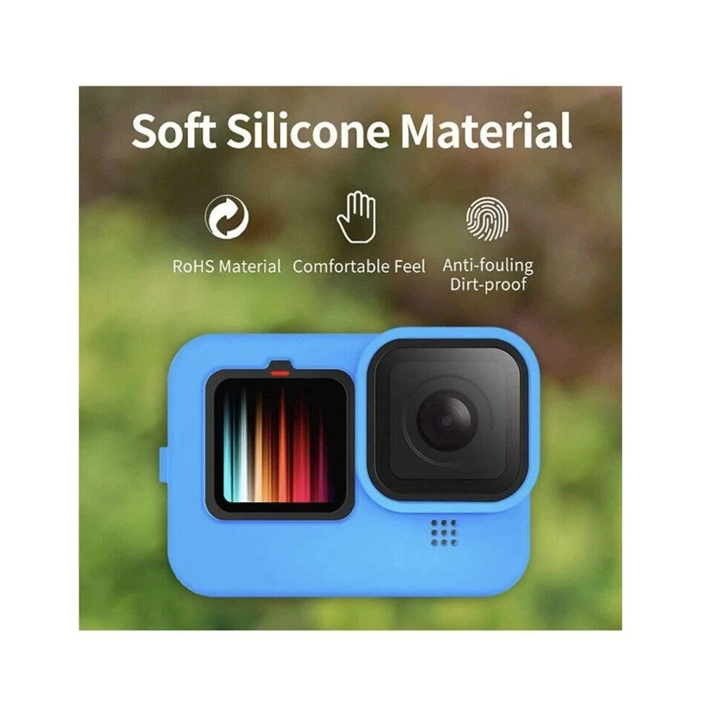 Set Of 2 Accessories Kit for GoPro Hero 10/9 Upgraded Silicone Sleeve Blue & Blk